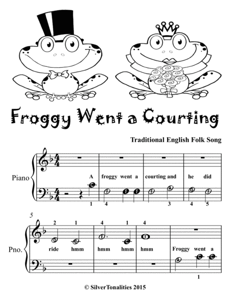 Froggy Went A Courting Beginner Piano Sheet Music Tadpole Edition Page 2