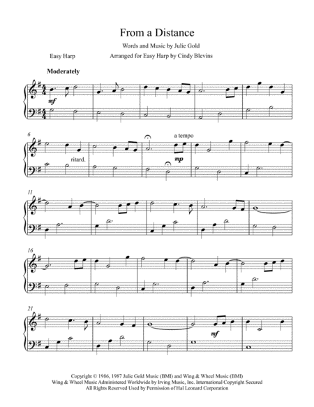 From A Distance Arranged For Easy Harp Page 2