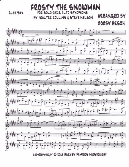 Frosty The Snowman For Solo Jazz Alto Saxophone Page 2