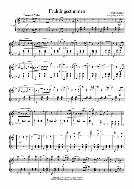 Fruhlingsstimmen Voices Of Spring For Piano Solo Bb Major Page 2