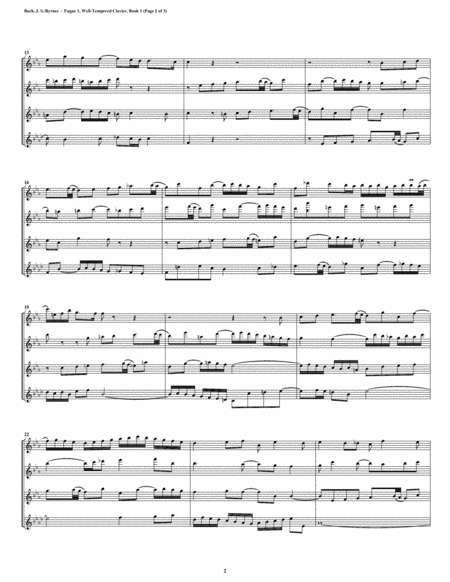 Fugue 01 From Well Tempered Clavier Book 1 Flute Quartet Page 2