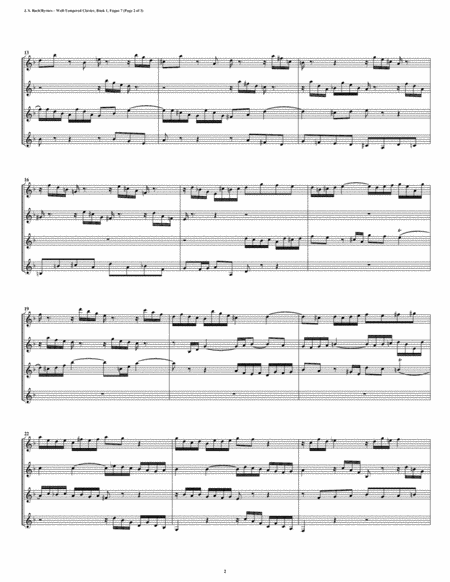 Fugue 07 From Well Tempered Clavier Book 1 Clarinet Quartet Page 2