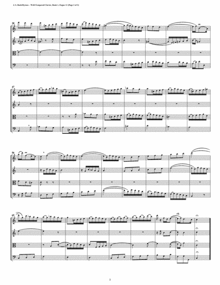 Fugue 11 From Well Tempered Clavier Book 1 String Quartet Page 2