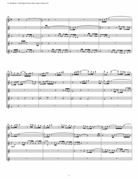 Fugue 12 From Well Tempered Clavier Book 1 Clarinet Quintet Page 2