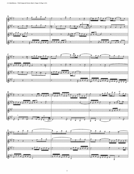 Fugue 13 From Well Tempered Clavier Book 1 Clarinet Quartet Page 2