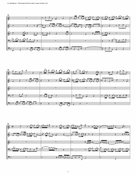 Fugue 16 From Well Tempered Clavier Book 1 Conical Brass Quintet Page 2