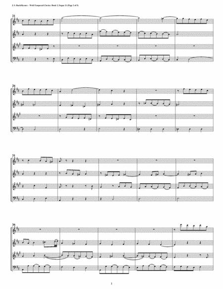 Fugue 21 From Well Tempered Clavier Book 2 Double Reed Quartet Page 2