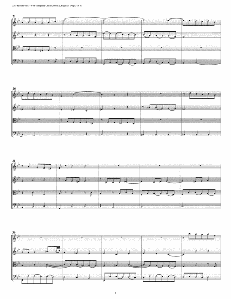 Fugue 21 From Well Tempered Clavier Book 2 String Quartet Page 2