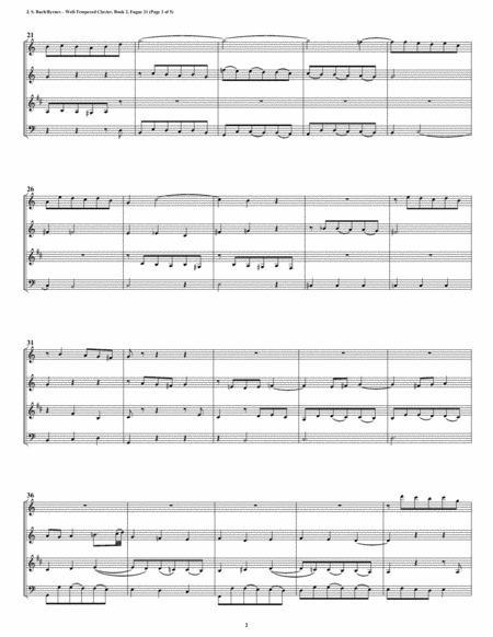 Fugue 21 From Well Tempered Clavier Book 2 Woodwind Quartet Page 2