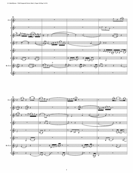 Fugue 24 From Well Tempered Clavier Book 1 Clarinet Octet Page 2