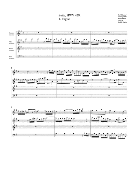 Fugue From Suite Hwv 429 Arrangement For 4 Recorders Page 2