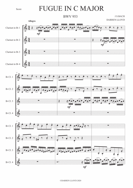 Fugue In C Major Clarinet Quartet Page 2