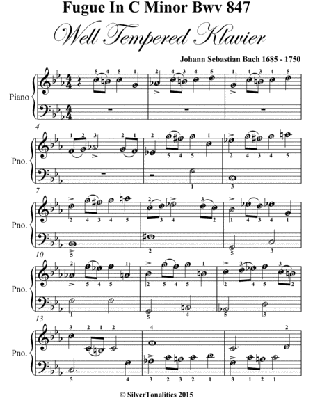 Fugue In C Minor Bwv 847 Well Tempered Klavier Easiest Piano Sheet Music Page 2