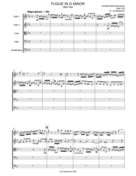 Fugue In G Minor Bwv542 For String Orchestra Page 2