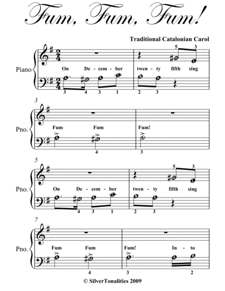 Fum Fum Fum Beginner Piano Sheet Music Page 2