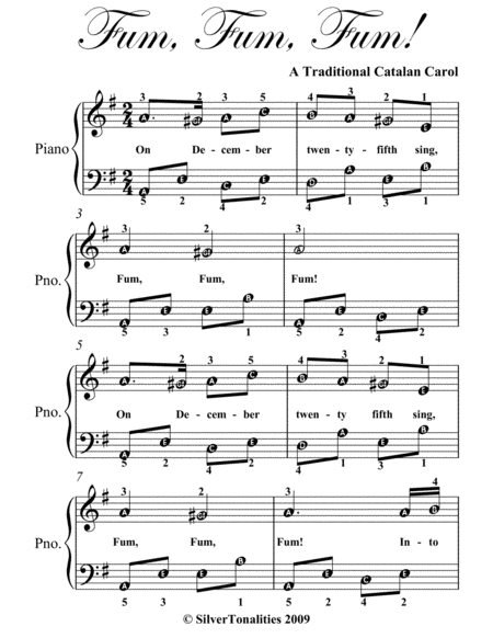 Fum Fum Fum Easy Piano Sheet Music Page 2