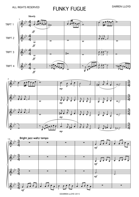 Funky Fugue For Trumpet Quartet Page 2