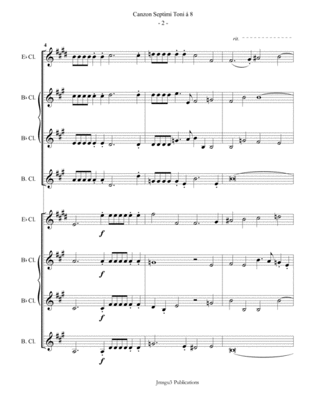 Gabrieli Canzon Septimi Toni Ch 172 For Clarinet Choir Page 2