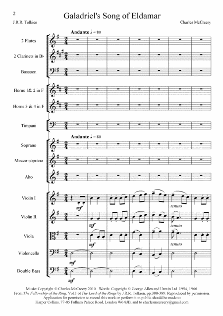 Galadriels Song Of Eldamar Orchestral Version Page 2