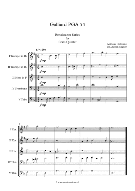 Galliard Pga 54 Anthony Holborne Brass Quintet Arr Adrian Wagner Page 2