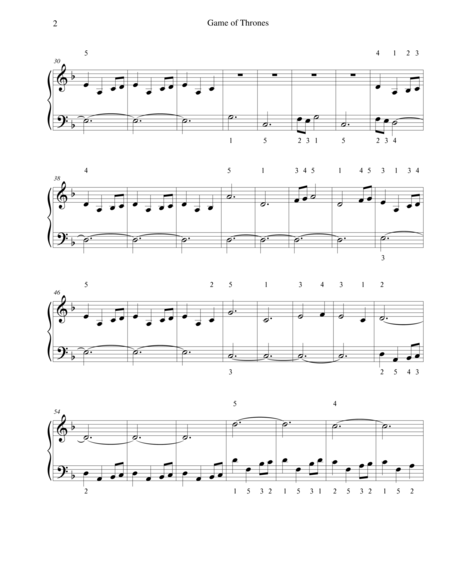 Game Of Thrones For Easy Piano Page 2