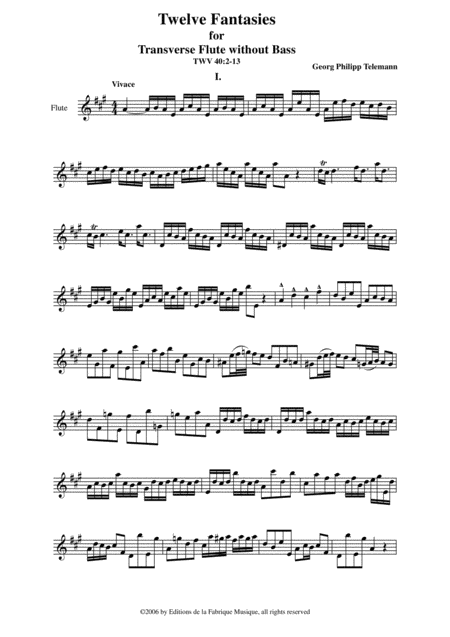 Georg Philipp Telemann 12 Fantasias For Flute Without Bass Twv 40 2 13 Edited By Paul Wehage Page 2