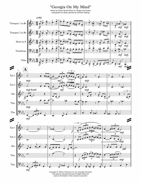 Georgia On My Mind For Brass Quintet Page 2