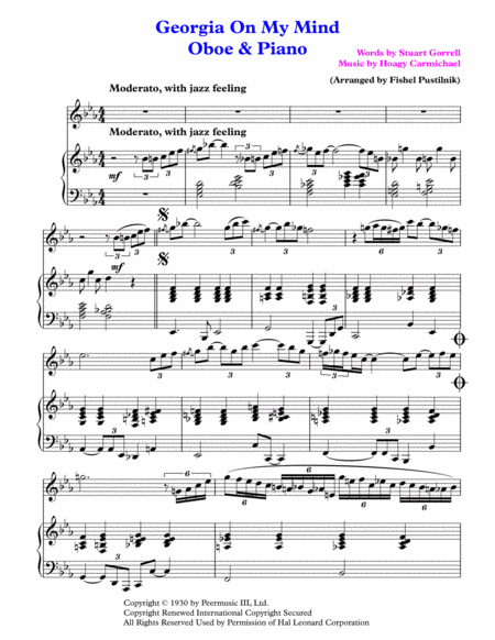 Georgia On My Mind For Oboe And Piano Jazz Pop Version With Improvisation Page 2