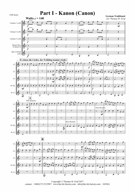 German Spring Song Collection 5 Concert Pieces Clarinet Quintet Page 2