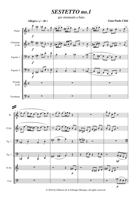 Gian Paolo Chiti Sestetto No 1 For Flute Clarinet Two Bassoons Trumpet And Trombone Page 2
