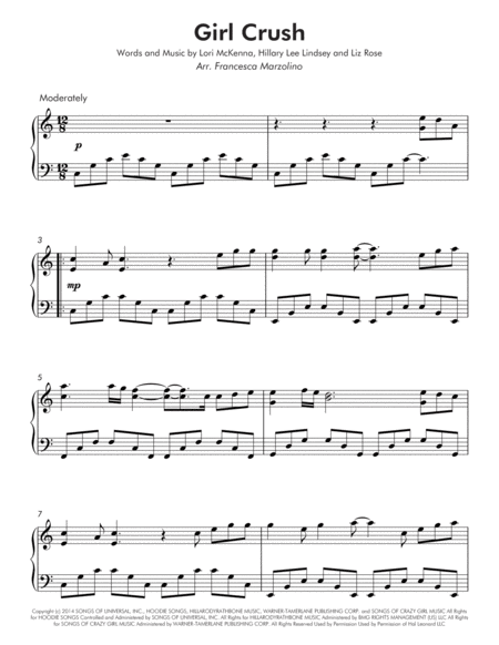 Girl Crush Intermediate Piano Page 2