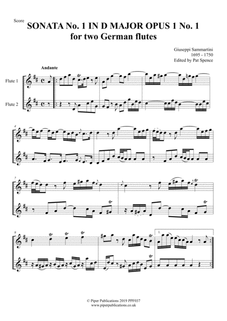 Giuseppi Sammartini Three Sonatas For Two Flutes Opus 1 Page 2