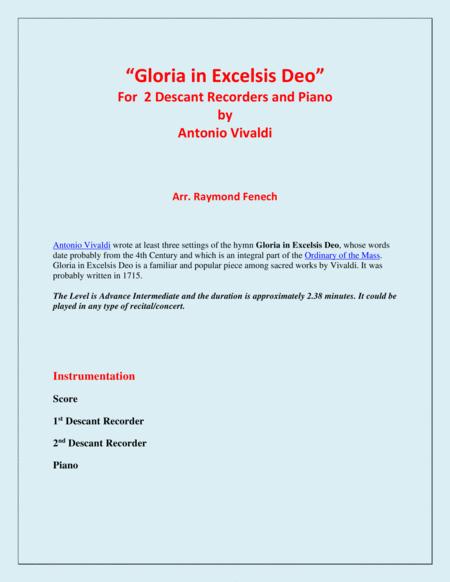 Gloria In Excelsis Deo 2 Descant Recorders And Piano Advanced Intermediate Chamber Music Page 2