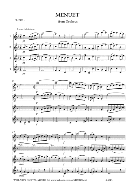 Gluck Menuet From Orpheus Arranged For 4 Flutes Page 2