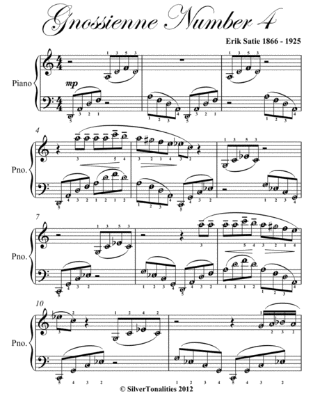 Gnossienne Number 4 Easy Piano Sheet Music Page 2