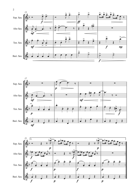 Go Down Moses African American Spiritual For Saxophone Quartet Score And Parts Page 2