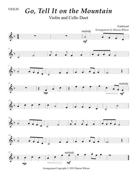 Go Tell It On The Mountain Easy Violin And Cello Duet Page 2
