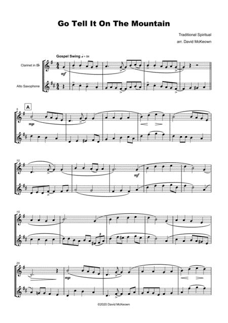 Go Tell It On The Mountain Gospel Song For Clarinet And Alto Saxophone Duet Page 2