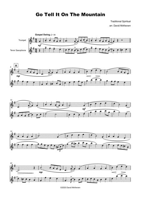 Go Tell It On The Mountain Gospel Song For Trumpet And Tenor Saxophone Duet Page 2