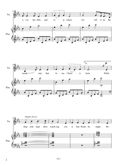Go Tell It On The Mountain Low Voice Piano Page 2