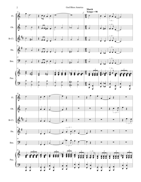 God Bless America Woodwind Quintet Page 2