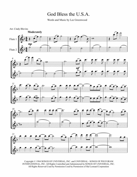 God Bless The Us A Arranged For Flute Duet Page 2