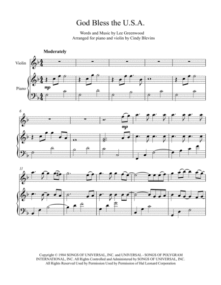 God Bless The Us A Arranged For Piano And Violin Page 2