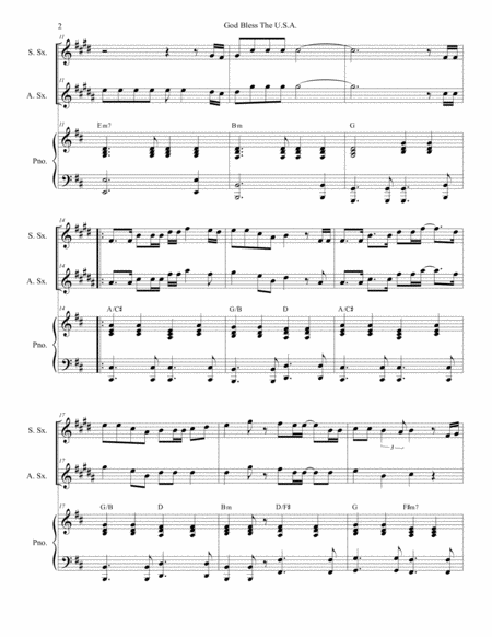 God Bless The Us A Duet For Soprano And Alto Saxophone Page 2