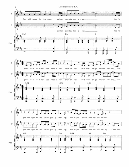 God Bless The Us A For 2 Part Choir Sop Ten Page 2