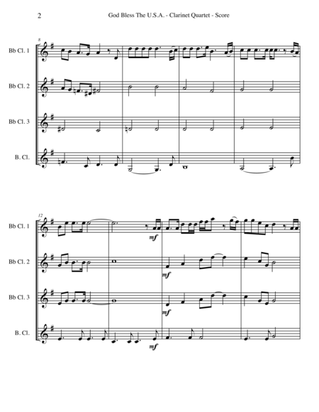 God Bless The Us A For Clarinet Quartet Page 2