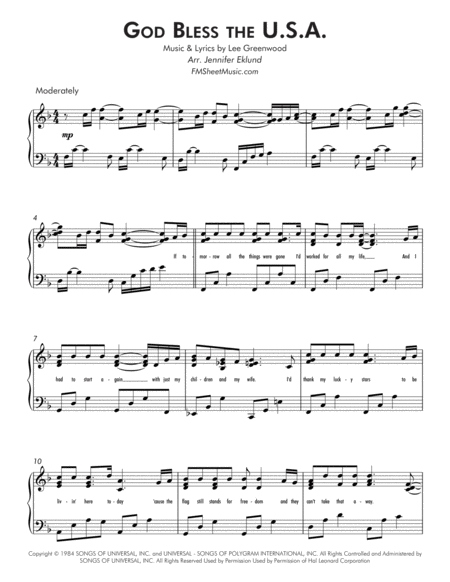 God Bless The Us A Intermediate Piano Page 2