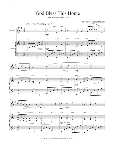 God Bless This Home Song Of Blessing Trumpet Piano Page 2