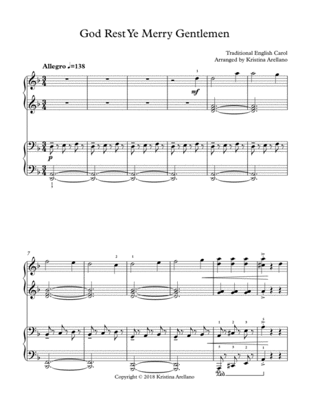 God Rest Ye Merry Gentlemen 1 Piano 4 Hands Page 2