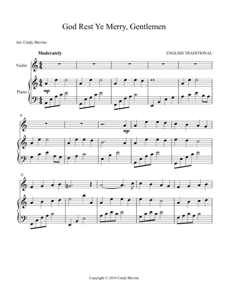 God Rest Ye Merry Gentlemen Arranged For Piano And Violin Page 2